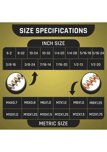 Cıvata Boyutu ve Iplik Göstergesi- Diş Dili Pitch Göstergesi- Somun ve Cıvata Diş Denkeri- 26 Erkek/dişi Iplik Tanımlayıcı Göstergeleri (Yurt Dışından) fiyatları