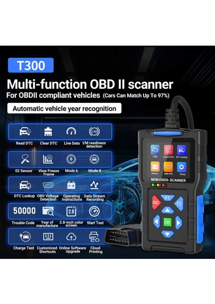 T300 Obd2 Tarayıcı Üstün Teşhis Aracı Sıfırlama Modu 6 Mod 8&#39;e Sahip Motor Kodu Okuyucusu Tüm Arabalar Için Hazırlık (Yurt Dışından) modelleri