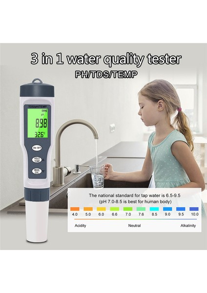 Üç-Bir-One Ph Ölçüm Kalemi Ölçer Asıdıdlik Ölçer Tds Su Kalitesi Test Kalemi Ph Test Cihazı (Yurt Dışından) fiyatları