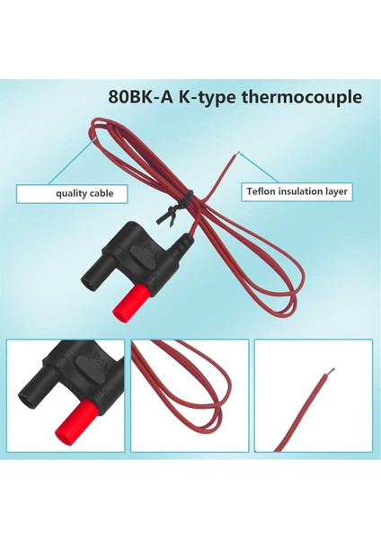 80BK-A Tip K Termokupl, Fluke Multimeter F17B Için Sıcaklık Boncuk Probu+ F116C F87-V F28LL F179 F287 F289 F189 (Yurt Dışından) modelleri
