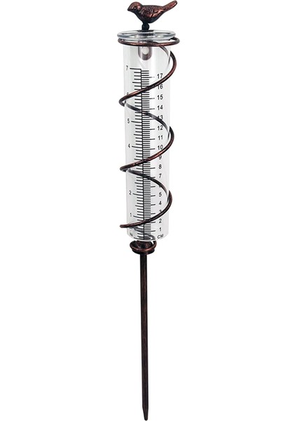 Kapasite Cam Spiral Yağmur Göstergesi, Dökme Demir Kuş Asma Yağmur Göstergesi, Metal Çerçeveli Bahçe Yağmur Suyu Ölçer (Yurt Dışından)