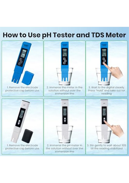 Dijital Ph ve Tds Metre Combo, Tds Ec Sıcaklık Ölçer, Ppm Içme Suyu Için Su Kalitesi Test Kiti, Yüzme Havuzu (Yurt Dışından) indirimleri