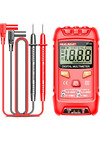 Huajiayi H18 Mini Dijital Multimetre Ac/dc Voltaj Metre 1999 Multimetro Ohm Ncv Elektrik Araçları Kırmızı (Yurt Dışından) fırsatları
