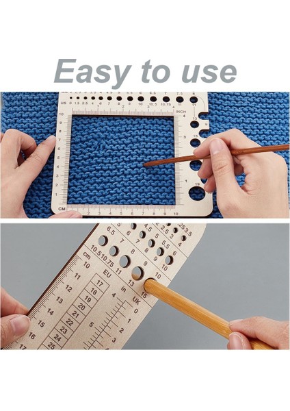 2 Adet Ahşap Örgü Gösterge Cetvelleri, Örme Iğne Göstergesi Kumaş Kapitone Cetvel Dikiş Için Ölçüm Aracı Tığ Işi Aksesuarları (Yurt Dışından) modelleri