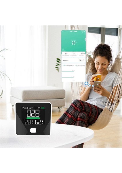 Tuya Wıfı Hava Kalitesi Sayaç Pm2.5 Sıcaklık Nem Test Cihazı Taşınabilir LED Ekran Ev Ofis (Yurt Dışından) indirimleri