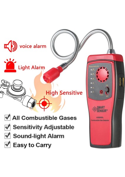 Akıllı Sensör AS8800L Gaz Dedektörü Protable Mini Yanıcı Gaz Sızıntısı Konumu Ses ve Işık Alarmı ile Test Cihazını Belirleyin (Yurt Dışından) modelleri