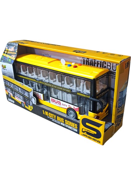 Turist Gezi Otobüsü Iki Katlı Ön ve Orta Kapısı Açılabilen Sesli Işıklı Oyuncak Şehir Otobüs 27 cm modelleri