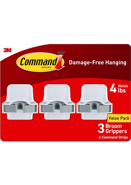 Süpürge Tutucu - Duvara Monte, 3 Askılı