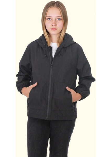 Kız Çocuk Astarlı Su ve Rüzgar Geçirmez Kapüşonlu Çift Fermuarlı Yağmurluk fiyatları