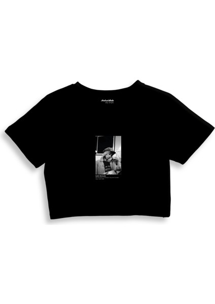 Keith Richards Backstage At Madison Square Garden New York 1975 Crop Tişört - Siyah