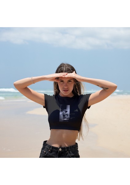 Keith Richards Backstage At Madison Square Garden New York 1975 Crop Tişört - Siyah fiyatları