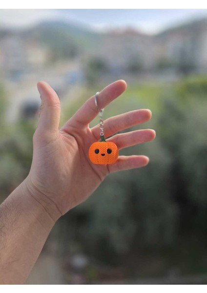 Neon Turuncu Örgü Desenli Balkabağı Parlayan Anahtarlıkcharm modelleri