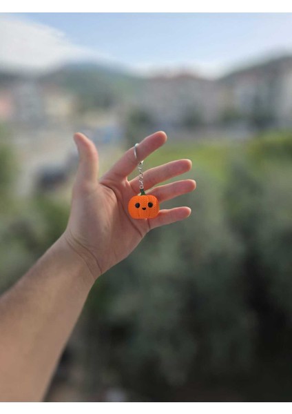 Neon Turuncu Örgü Desenli Balkabağı Parlayan Anahtarlıkcharm indirimleri