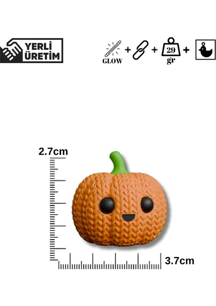 Neon Turuncu Örgü Desenli Balkabağı Parlayan Anahtarlıkcharm