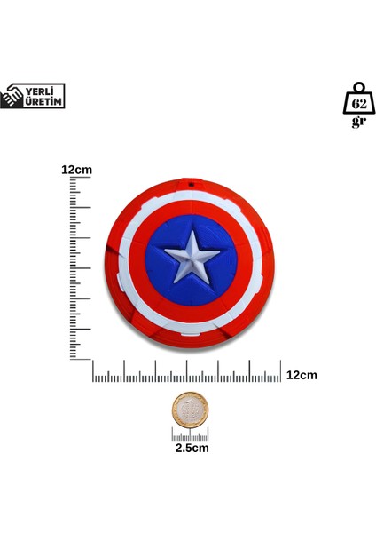 🛡️ Kaptan Amerika Zırhı Masa & Duvar Dekoru | Premium Koleksiyon Tasarımı – 12.5 cm