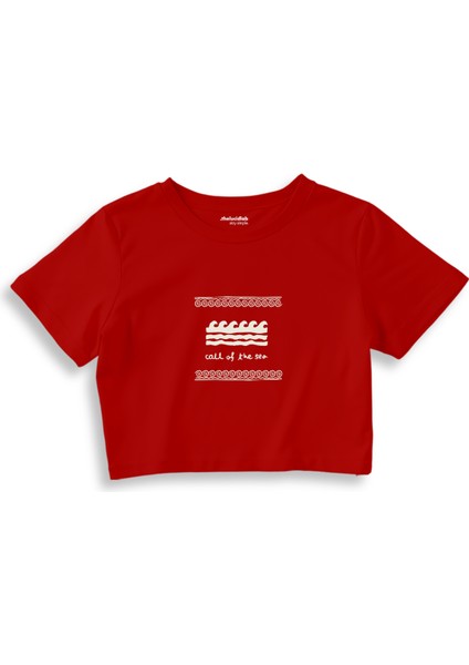 Call Of The Sea Crop Tişört - Kırmızı
