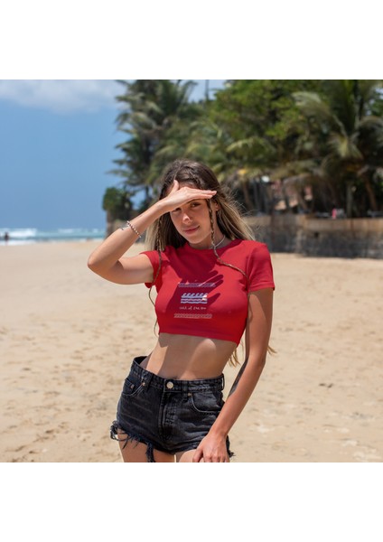 Call Of The Sea Crop Tişört - Kırmızı fiyatları