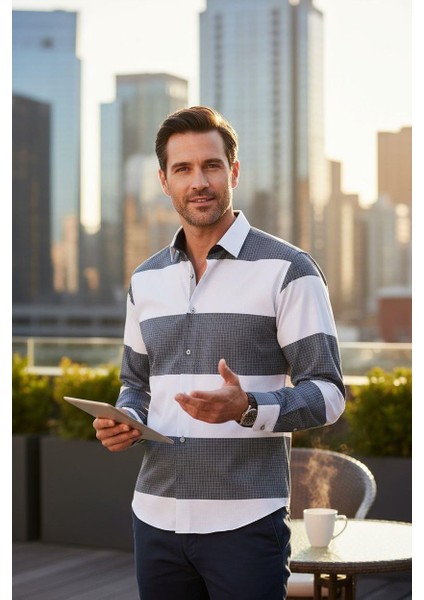 Klasik %100 Cotton Uzun Kollu Terletmeyen Kışlık Flanel Kumaş 2 Renkli Gömlek (Regular Kalıp)