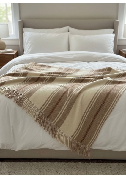 Erdilhome Stripe Scotch Çift Kişilik Battaniye Camel