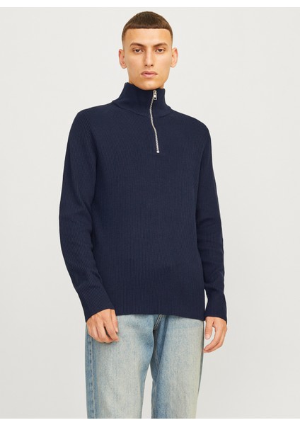 Bisiklet Yaka A-Form Fit Lacivert Erkek Kazak 12257773_JJEPERFECT Knıt Half Zıp S fiyatları