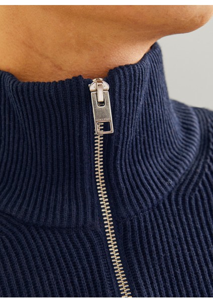 Bisiklet Yaka A-Form Fit Lacivert Erkek Kazak 12257773_JJEPERFECT Knıt Half Zıp S fırsatları