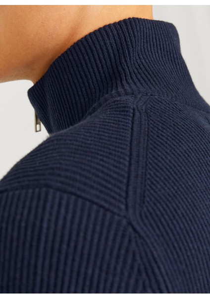 Bisiklet Yaka A-Form Fit Lacivert Erkek Kazak 12257773_JJEPERFECT Knıt Half Zıp S indirimleri