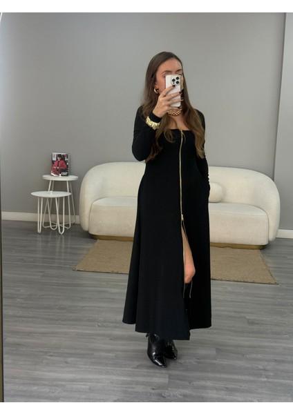 Gold Fermuarlı Kare Yaka Elbise fiyatları