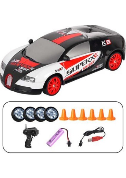 Uzaktan Kumandalı Şarjlı Drift Araba 1:24 - Beyaz-Kırmızı (Lisinya)