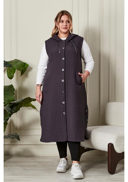 Kadın Büyük Beden Düğmeli Kapitone Yelek modelleri