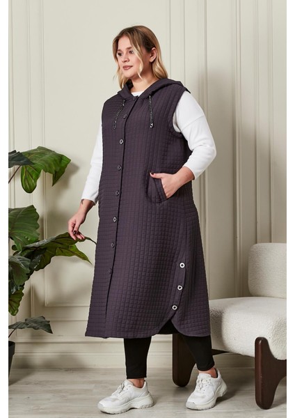 Kadın Büyük Beden Düğmeli Kapitone Yelek fırsatları