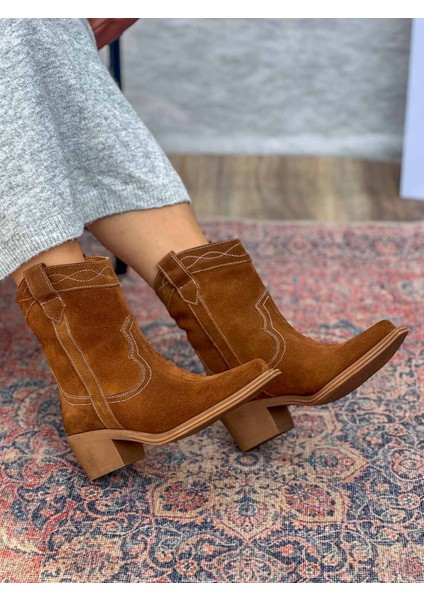 Isolde Deri Sivri Burun Western Taba Kadın Kovboy Bot fırsatları