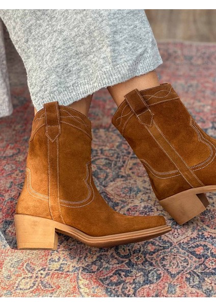 Isolde Deri Sivri Burun Western Taba Kadın Kovboy Bot indirimleri