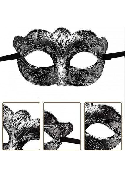 Maskeli Balo Antik Gri Gümüş Eskitilmiş Maske Balo Venedik (K95) fiyatları