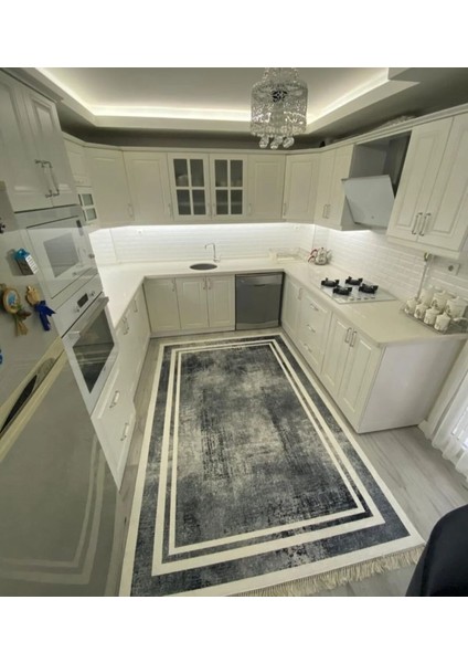 Kaymaz Tabanlı Makinede Yıkabilir Kolay Silinebilir Leke Tutmaz Yolluk Salon Mutfak Halısı