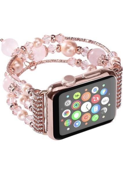 Ally Apple Watch 7-8 41MM 6-5-4 40MM Boncuk Taşlı Lux Kordon Kayış 3-2-1 38MM-(5 - ?21?87E8-6G8 fiyatları