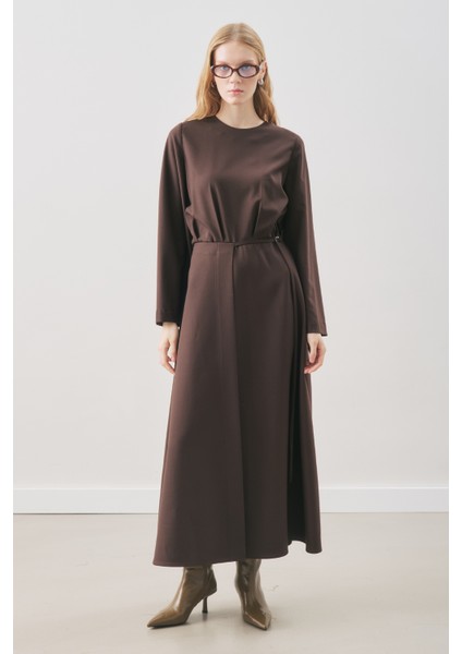 Anvelop Etekli Klasik Elbise Acı Kahve fiyatları