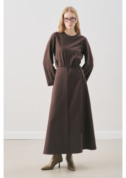 Anvelop Etekli Klasik Elbise Acı Kahve fırsatları