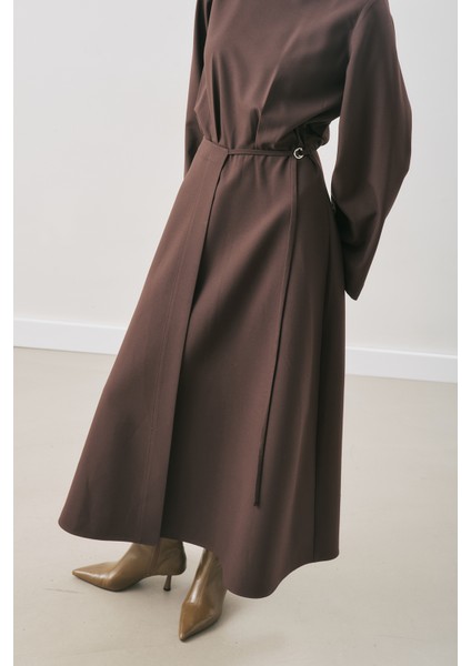 Anvelop Etekli Klasik Elbise Acı Kahve indirimleri