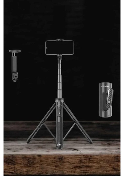 Tripod Kablosuz Bluetooth Bağlantılı Selfie Çubuğu 360 Derece Dönebilen indirimleri