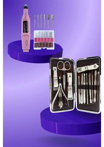 Elektrikli Manikür Pedikür Seti Ikili Set 12 Parça Tırnak Bakımı Törpü Protez Çıkarma indirimleri