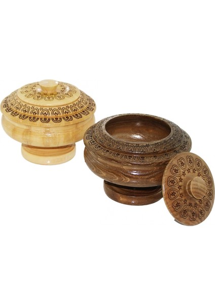 Ayaklı Desenli - Cnc Işlemeli Ahşap Şekerlik Kapaklı Fileli Ambalaj (K95)