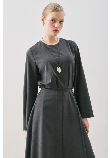 Anvelop Etekli Klasik Elbise Antrasit indirimleri
