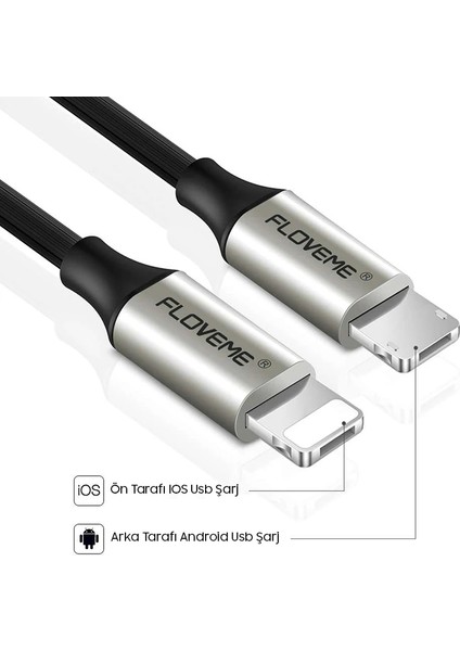 Floveme 2 In1 Iphone 14-13-1211 ve Micro USB Şarj KABLOSU-(5775) - ?70?69E1-9G6870 fırsatları