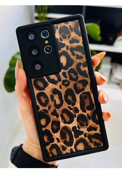 Galaxy S23 Ultra Uyumlu Kaplama Leopar Tasarımlı Silikon Kılıf fiyatları