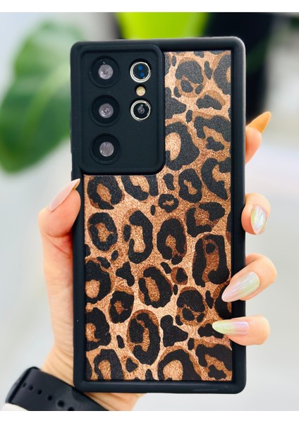 Galaxy S23 Ultra Uyumlu Kaplama Leopar Tasarımlı Silikon Kılıf modelleri