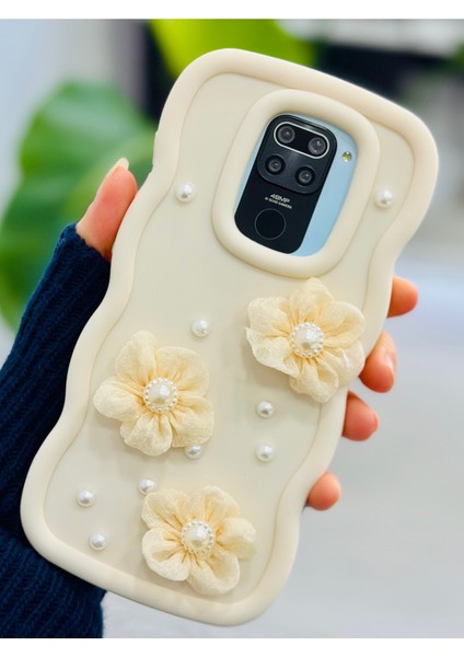 Redmi Note 9 Uyumlu Tül Çiçek Tasarımlı Oyuncaklı Silikon Kılıf