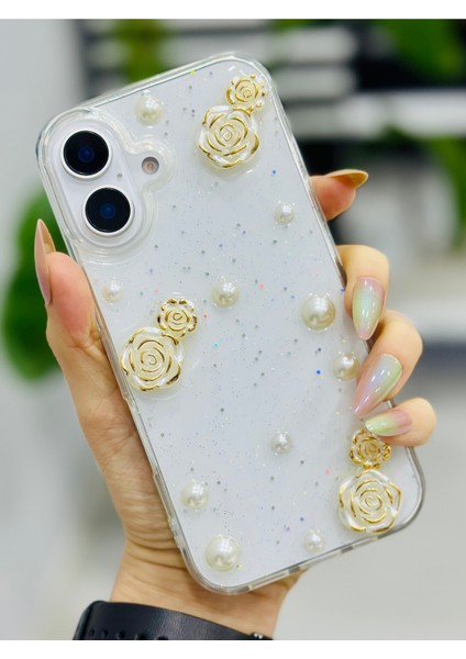 Iphone 16 Uyumlu Inci Gül Tasarımlı Oyuncaklı Silikon Kılıf modelleri