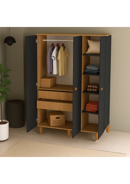 3 Kapılı, 2 Çekmeceli Gardırop, Elbise Dolabı, Çocuk Odası Dolabı