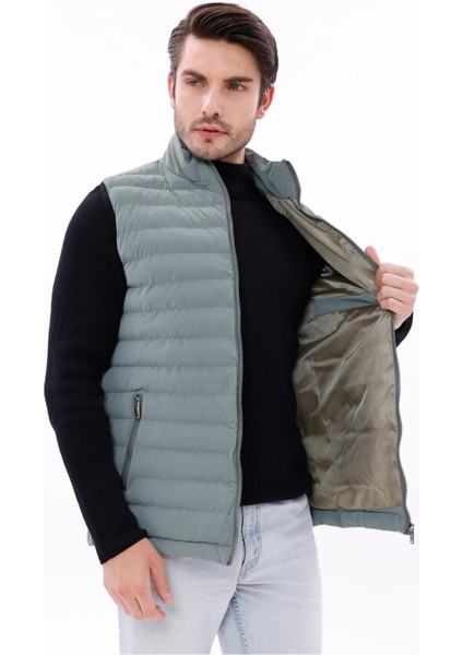 Erkek Nova Kumaş Şişme Yelek Hafif Dolgulu Fermuarlı Cepli Su Itici Rahat Kalıp indirimleri