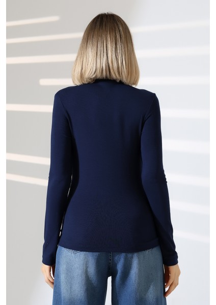Uzun Kol Dik Yaka Basic Kadın Body T-Shirt 21950 Lacivert fırsatları
